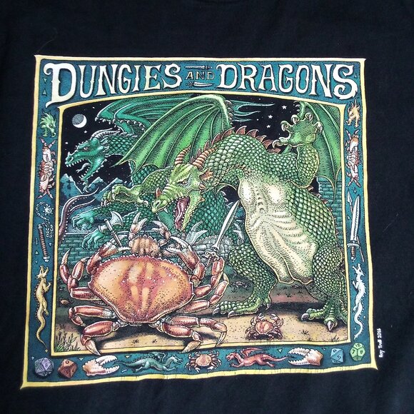 Ray Troll Dungies & Dragons Parody Illustration T-Shirt - Picture 1 of 4
